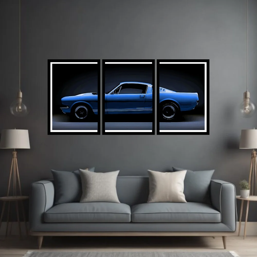 Djane Studio Car Wall Frame | Living Room Car Wall Frame | Gaming Room Decor | Pack of 3 | Size 18x12 Inch